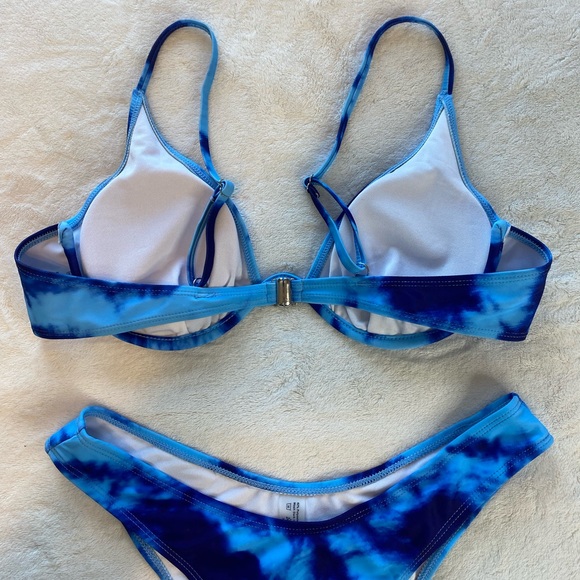 Electric Blue & Light Blue Tie Die Bikini - Picture 11 of 14